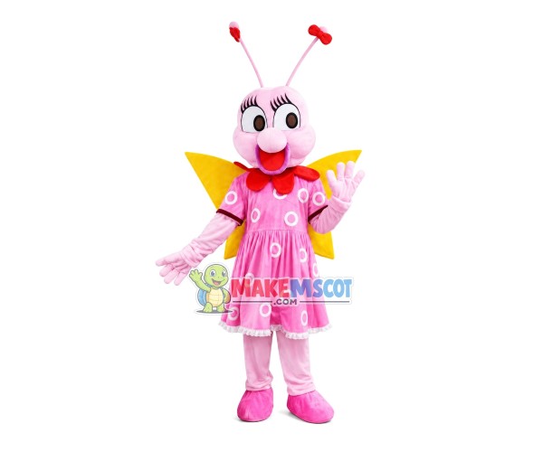 Joyous Pink Flower Butterfly Mascot Costume Joyous Pink Flower Butterfly Mascot Costume