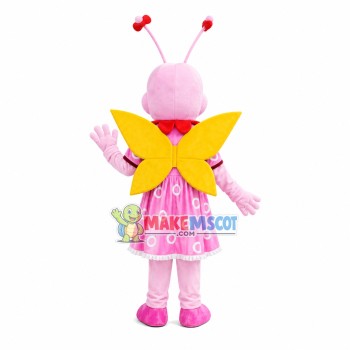 Joyous Pink Flower Butterfly Mascot Costume Joyous Pink Flower Butterfly Mascot Costume
