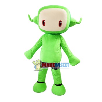 Square Head Green Robot Mascot Costume