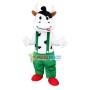Lively Cow In The Green Rompers Mascot Costume