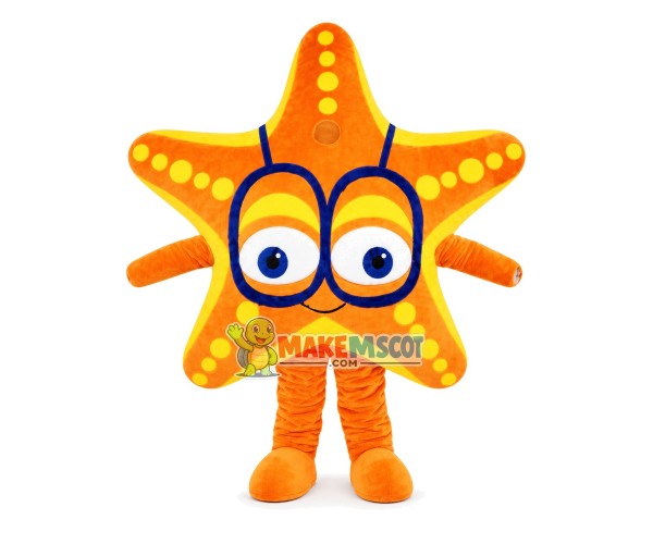 Starfish With Big Glasses Mascot Costume Starfish With Big Glasses Mascot Costume