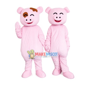 Friendly Pig Brothers Mascot Costume Friendly Pig Brothers Mascot Costume