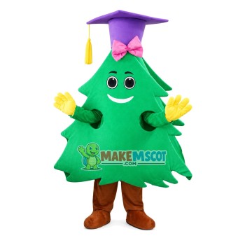 Pine Tree In Purple Doctor Hat Mascot Costume