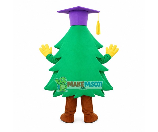 Pine Tree In Purple Doctor Hat Mascot Costume Pine Tree In Purple Doctor Hat Mascot Costume