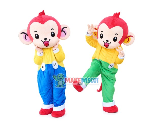 Playful Cute Twins Monkey Mascot Costume