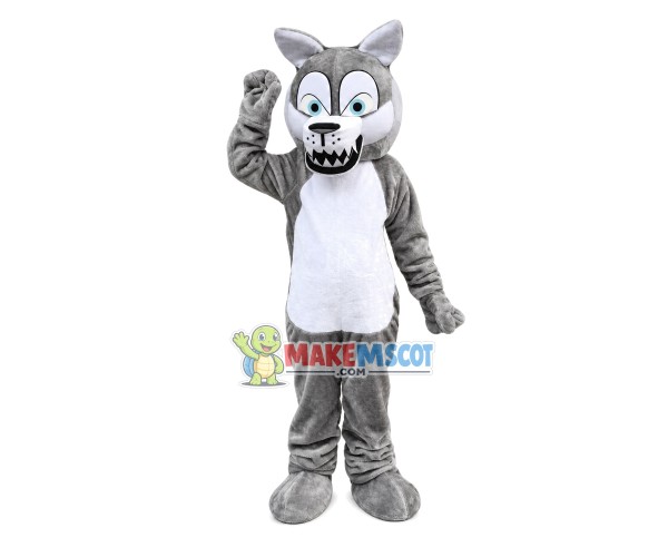 Evil Gray Wolf Mascot Costume Evil Gray Wolf Mascot Costume
