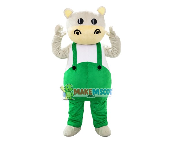 Hippo With Green Pants Mascot Costume