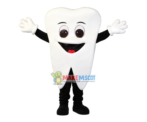 Solid White Tooth Mascot Costume Solid White Tooth Mascot Costume