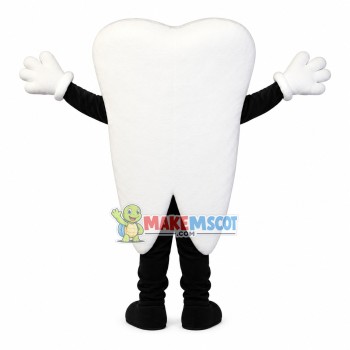 Solid White Tooth Mascot Costume Solid White Tooth Mascot Costume