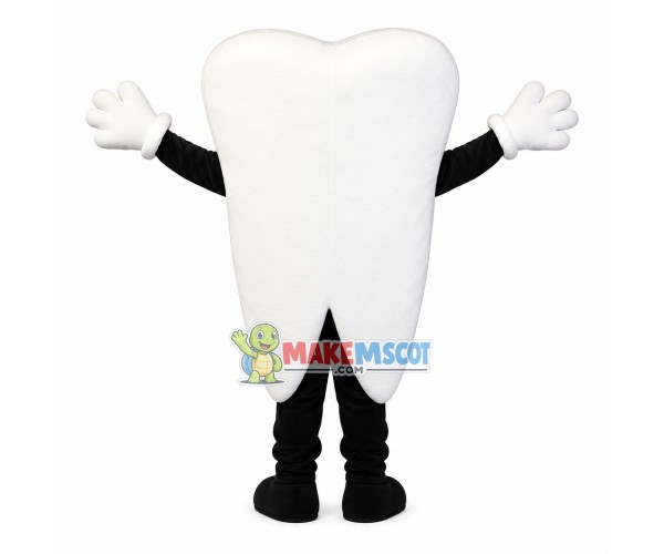 Solid White Tooth Mascot Costume Solid White Tooth Mascot Costume