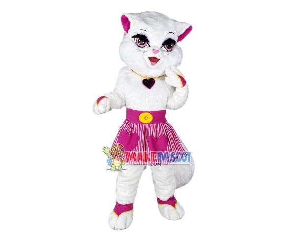 Beautiful White Cat Mascot Costume Beautiful White Cat Mascot Costume