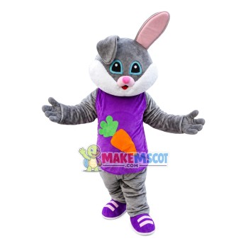 Easter Rabbit In Carrot Vest Mascot Costume