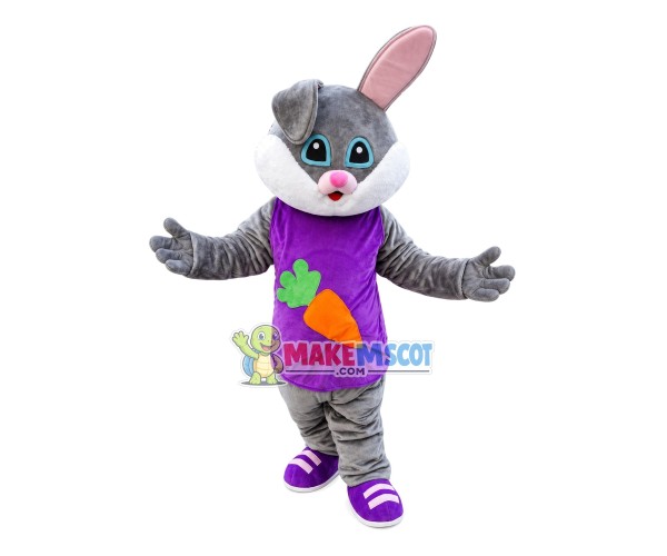 Easter Rabbit In Carrot Vest Mascot Costume Easter Rabbit In Carrot Vest Mascot Costume