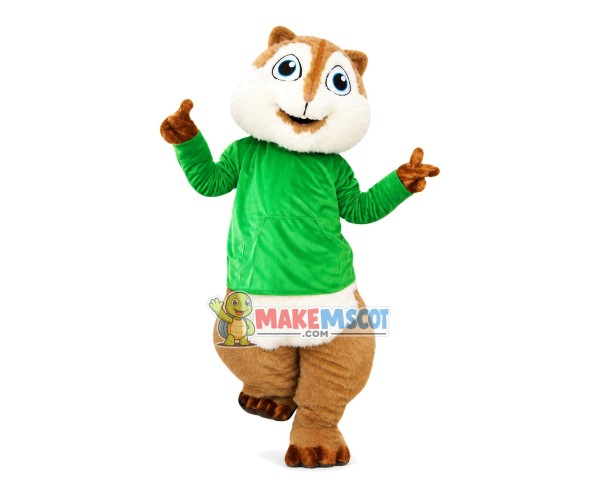 Fat Chipmunk Theodore Mascot Cartoon Costume Fat Chipmunk Theodore Mascot Cartoon Costume