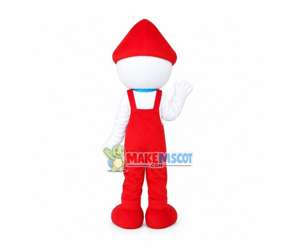 Snowman With Red Hat Mascot Costume Snowman With Red Hat Mascot Costume