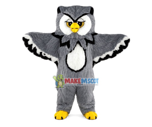 Gloomy Grey Owl Mascot Costume Gloomy Grey Owl Mascot Costume