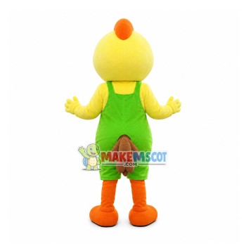 Yellow Chicken With Overalls Mascot Costume Yellow Chicken With Overalls Mascot Costume