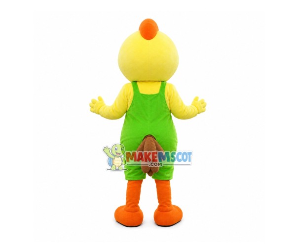 Yellow Chicken With Overalls Mascot Costume Yellow Chicken With Overalls Mascot Costume