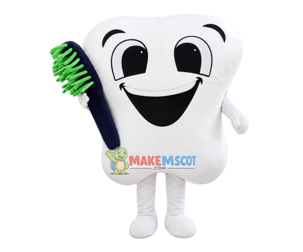 Big Tooth With Brush Mascot Costume Big Tooth With Brush Mascot Costume