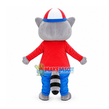 Excited Gray Raccoon Mascot Costume Excited Gray Raccoon Mascot Costume
