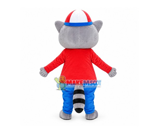 Excited Gray Raccoon Mascot Costume Excited Gray Raccoon Mascot Costume