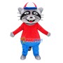 Excited Gray Raccoon Mascot Costume
