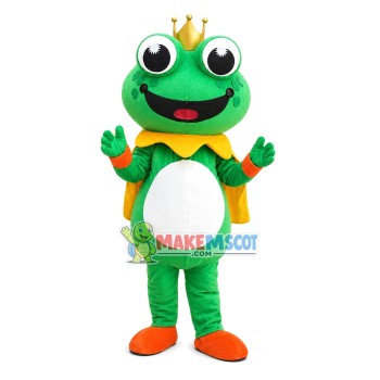 The Frog Prince With Crown Mascot Costume
