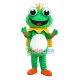 The Frog Prince With Crown Mascot Costume The Frog Prince With Crown Mascot Costume