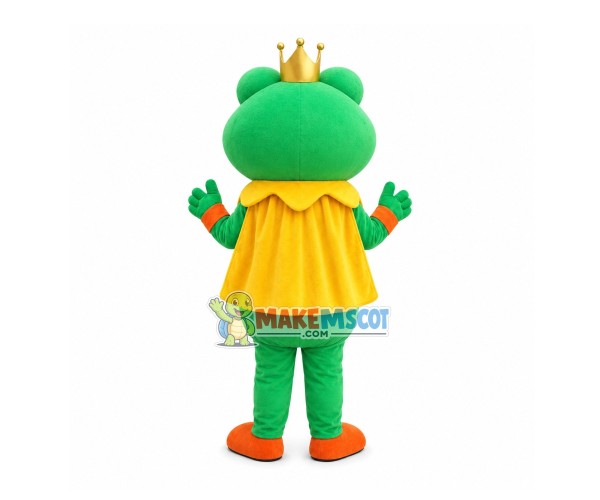 The Frog Prince With Crown Mascot Costume The Frog Prince With Crown Mascot Costume