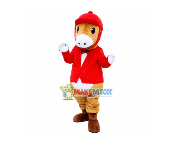 Horse In Red Riding Outfit Mascot Costume Horse In Red Riding Outfit Mascot Costume