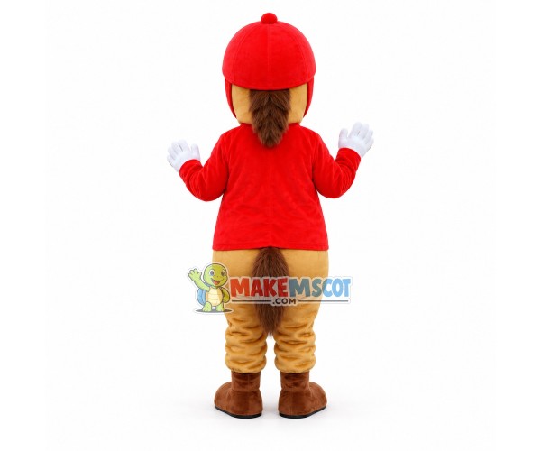 Horse In Red Riding Outfit Mascot Costume Horse In Red Riding Outfit Mascot Costume