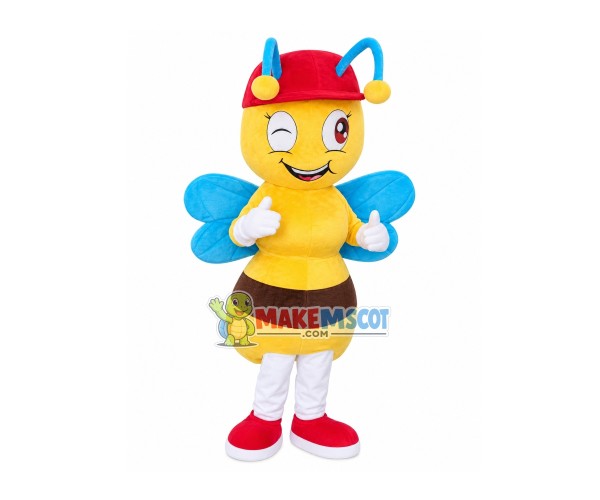 So Lovely Bee With Blue Wings Mascot Costume So Lovely Bee With Blue Wings Mascot Costume