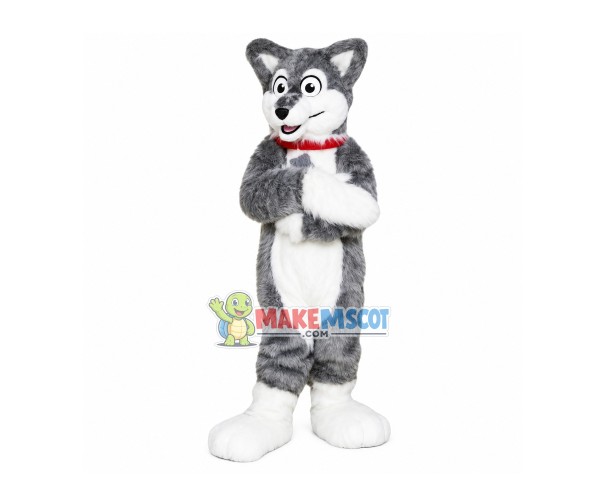 Long Fur House Wolfdog Mascot Costume