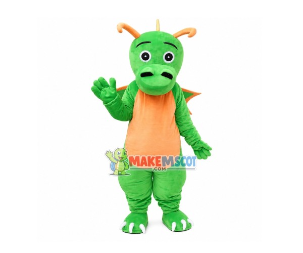 Green Dragon With Big Nostrils Mascot Costume