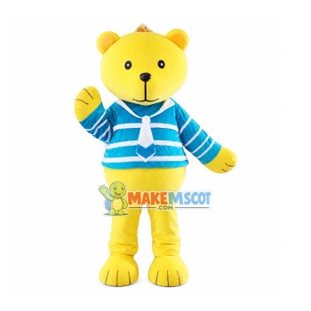 Yellow Bear With Shirt Mascot Costume Yellow Bear With Shirt Mascot Costume