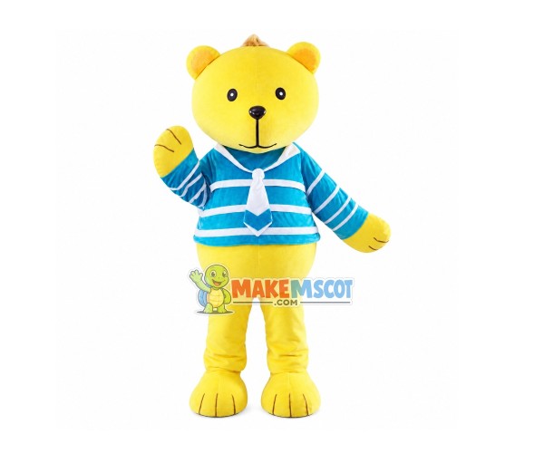Yellow Bear With Shirt Mascot Costume Yellow Bear With Shirt Mascot Costume