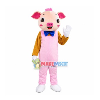 Introverted Pink Pig Mascot Costume Introverted Pink Pig Mascot Costume
