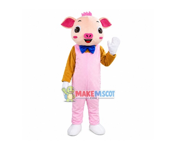 Introverted Pink Pig Mascot Costume Introverted Pink Pig Mascot Costume