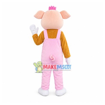 Introverted Pink Pig Mascot Costume