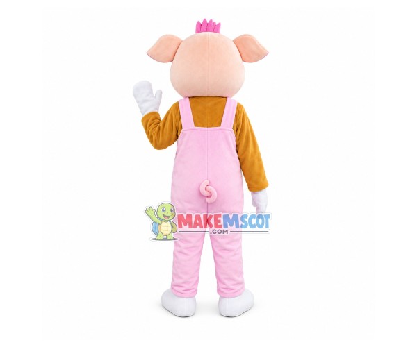 Introverted Pink Pig Mascot Costume