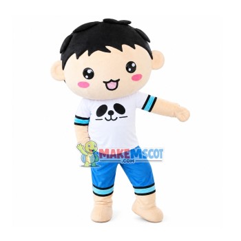 Boy In The Panda Print Suit Mascot Costume Boy In The Panda Print Suit Mascot Costume