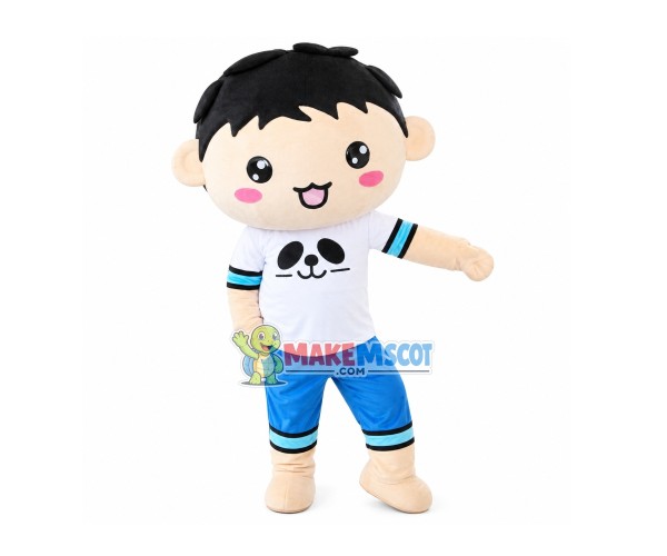 Boy In The Panda Print Suit Mascot Costume Boy In The Panda Print Suit Mascot Costume