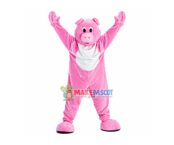Excited Pink Pig Mascot Costume Excited Pink Pig Mascot Costume