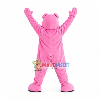 Excited Pink Pig Mascot Costume