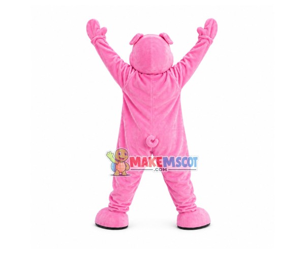 Excited Pink Pig Mascot Costume