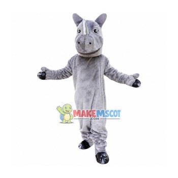 Silver Horned Horse Mascot Costume