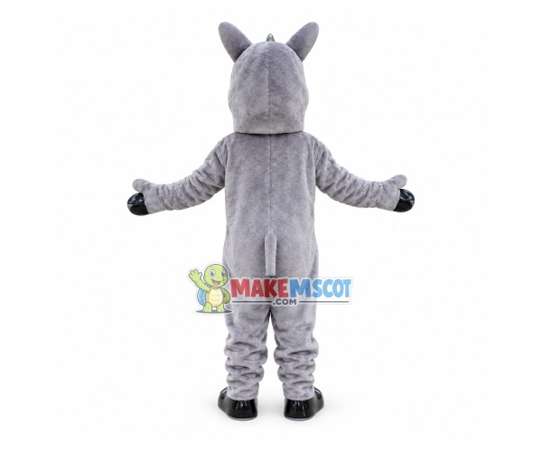 Silver Horned Horse Mascot Costume Silver Horned Horse Mascot Costume