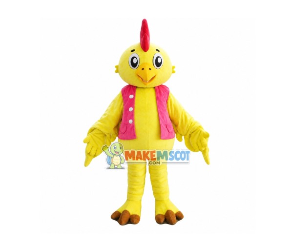 Chicken In The Pink Vest Mascot Costume Chicken In The Pink Vest Mascot Costume