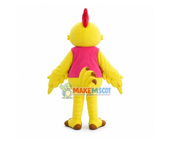 Chicken In The Pink Vest Mascot Costume Chicken In The Pink Vest Mascot Costume