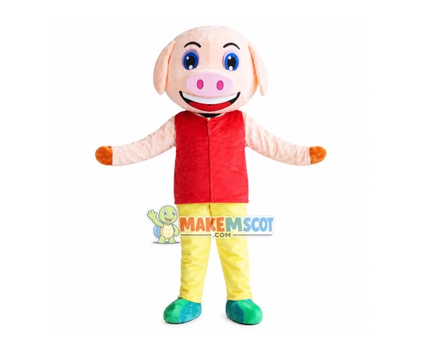 Pig Brother In Good Mood Mascot Costume Pig Brother In Good Mood Mascot Costume